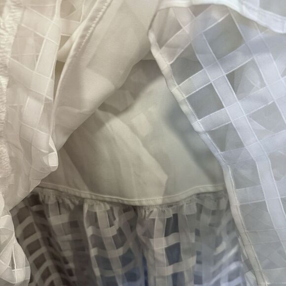 English Factory Gridded Organza Tiered Maxi Dress Plus Size 1X Puff Sleeve New - Picture 9 of 12